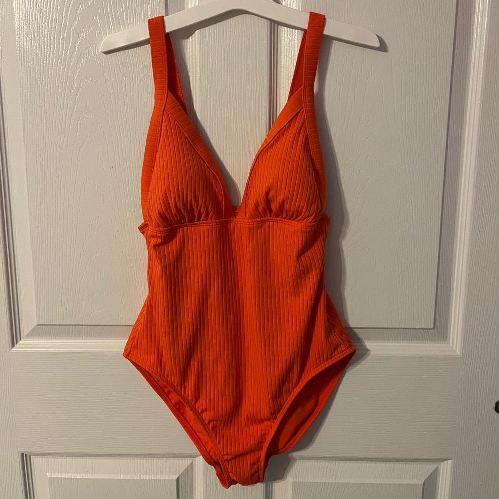Orange one piece bathing suit